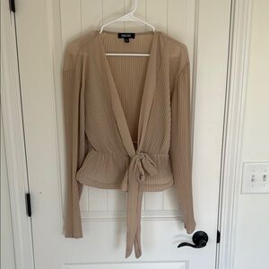 Elegant Beige Pleated Blouse